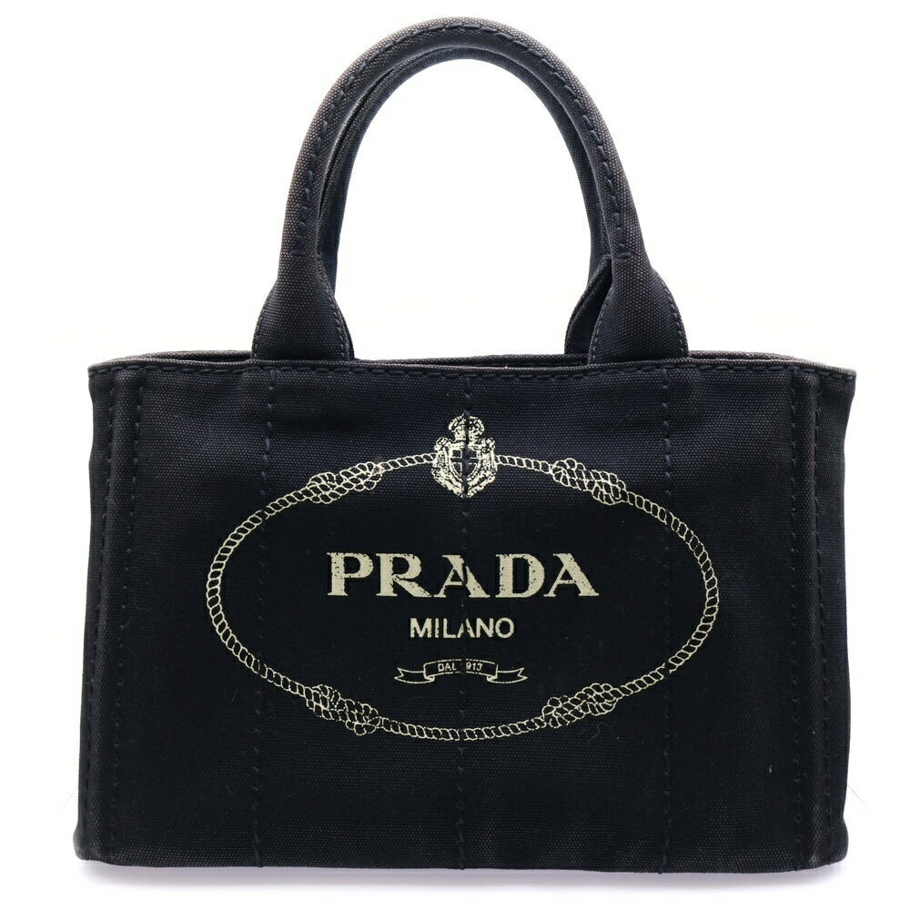 PRADA Canapa Tote Bag Black Denim